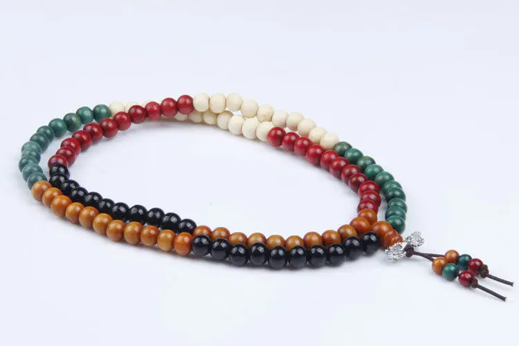 Тибетский буддизм 108 пять цветов деревянный молитвенный бисер Ваджра кистями