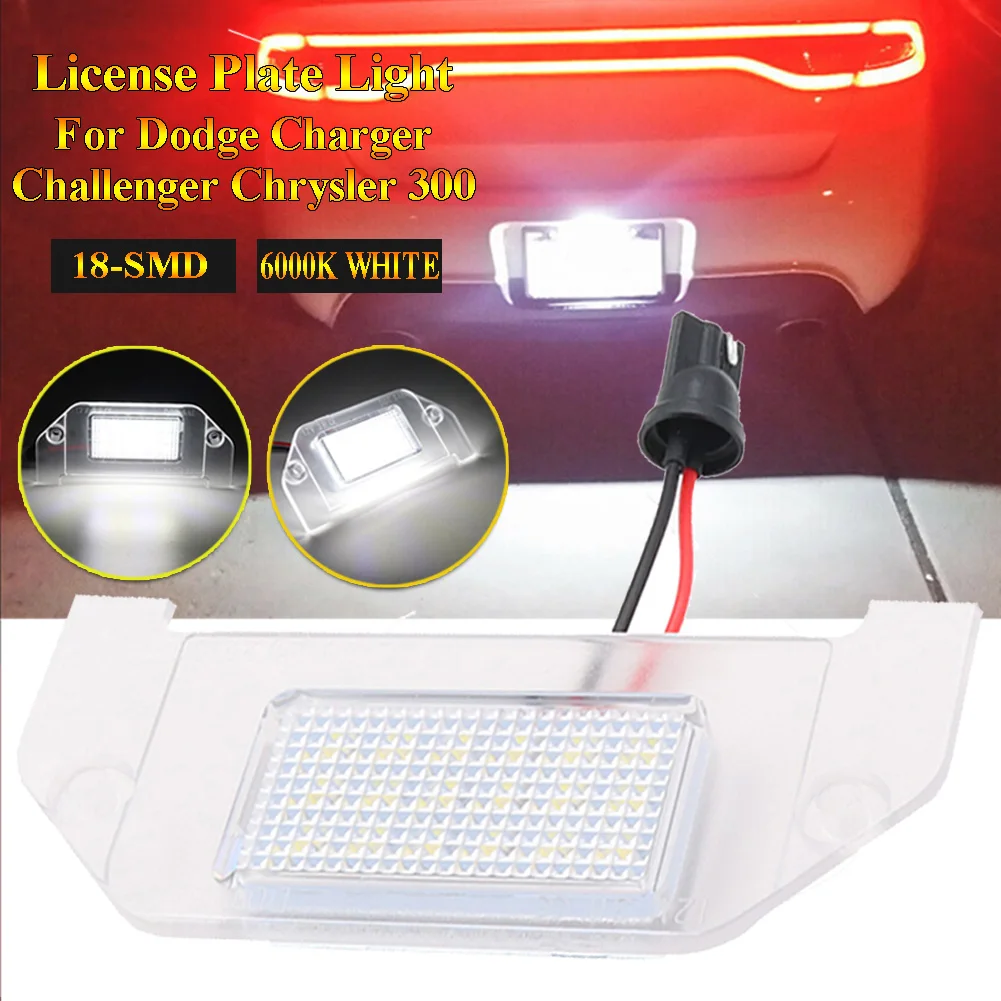 

1Pcs LED Number License Plate Light For Dodge Charger Challenger Chrysler 300 6000K White 18-SMD 4805846AA Error Free LED lights