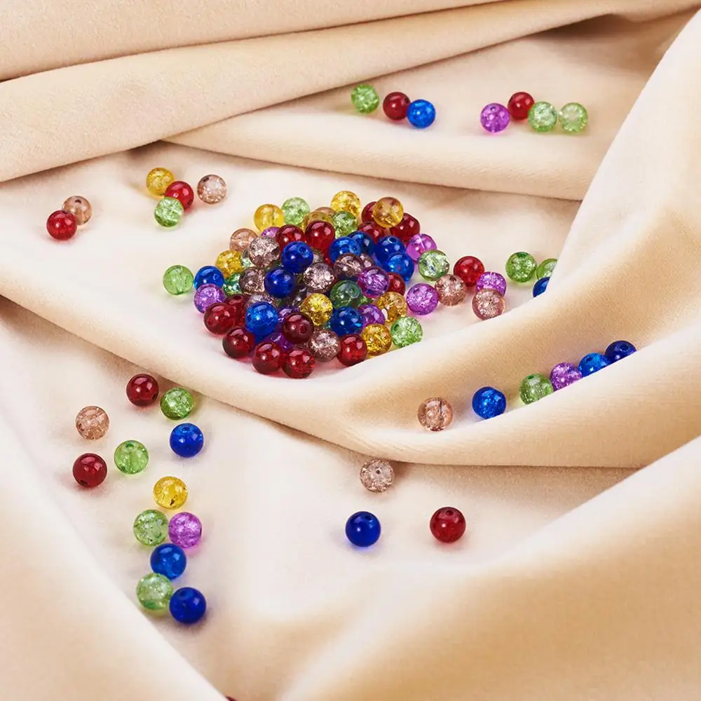 200 шт. 6 мм разноцветные Круглые Стеклянные Бусины с трещинами для