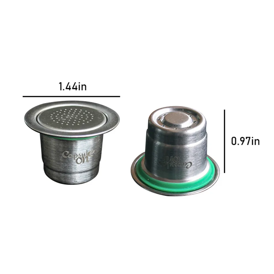 

Refillable Reusable Stainless Steel Coffee Capsulas Compatible with Nespresso Machines Maker 3 Pod +120 Seals Coffee Organizer