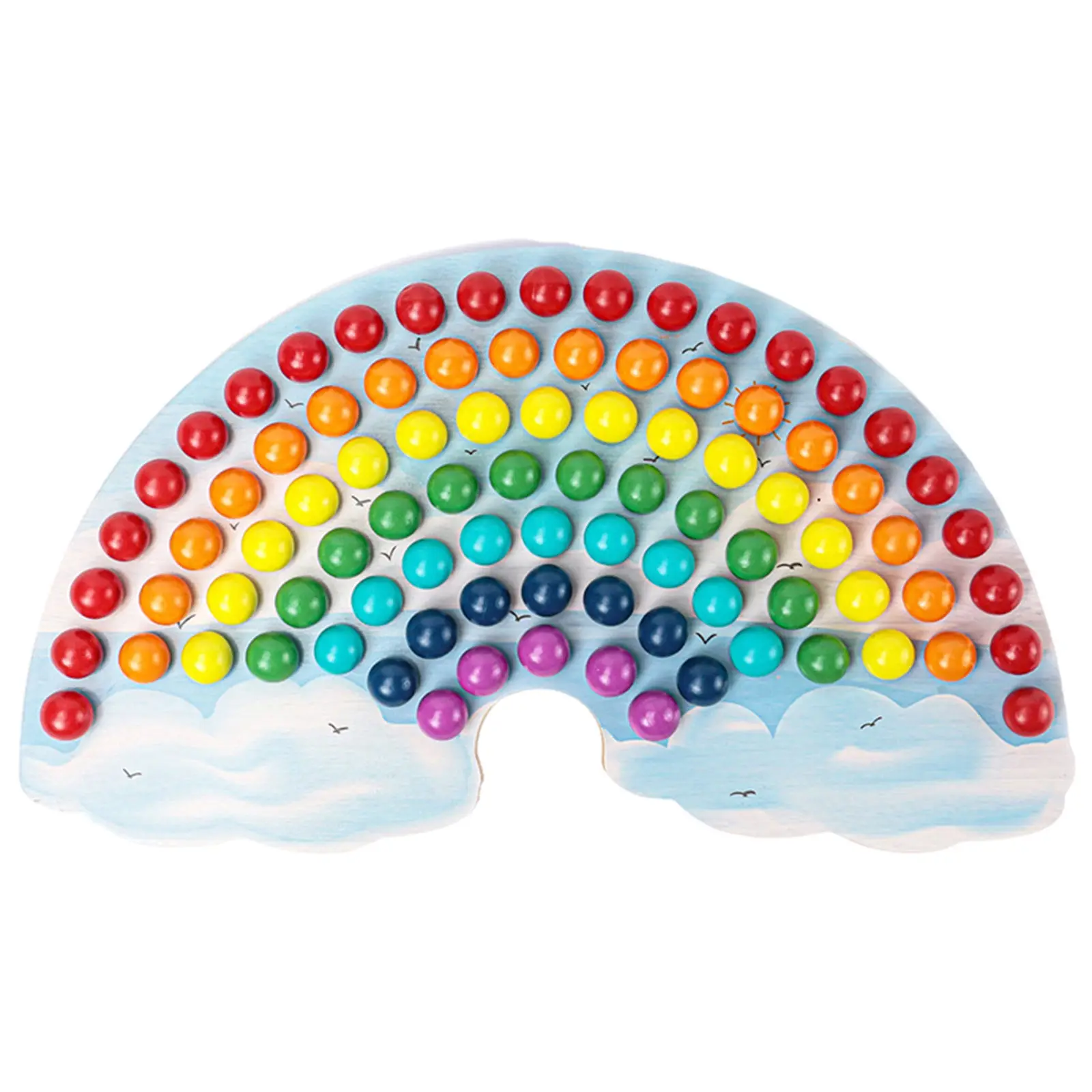 

Clip Beads Game, Rainbow Color Matching Toy Colorful Puzzle Beads Board Game, Toddler Kid Educational Montessori Toys Games