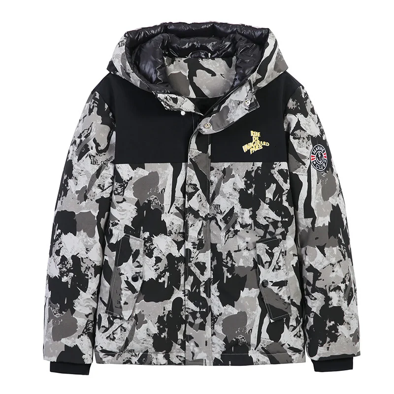 Pioneer Camp куртка на утином пуху Мужская молодежная зимняя с капюшоном Anorak тактическая Мужская гусиная Камуфляжная парка для канадская куртка AYR907402 - Цвет: Серый