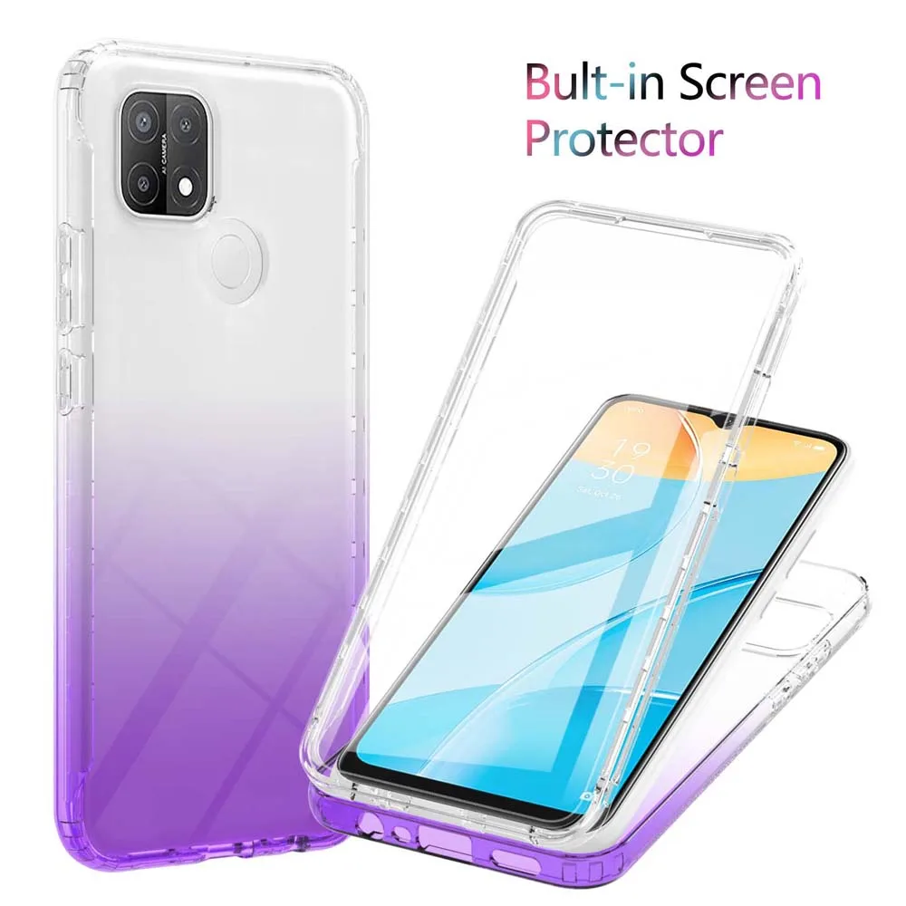

Градиентный 360 полноразмерный защитный чехол для OPPO A15S Cover A15, Прозрачный бампер из ТПУ, чехлы для телефонов с защитой экрана