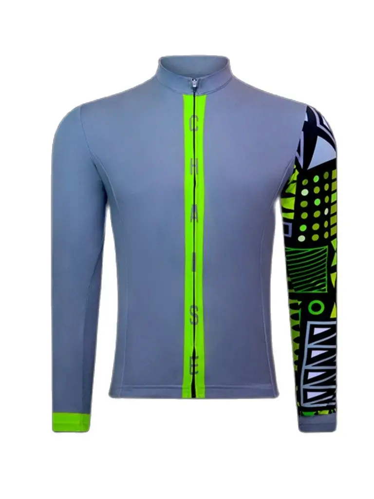 

CHAISE CYCLISTE COUTURE Men's Winter Green Long Sleeve Thermal Fleece Warm Cycling Jacket Bicycle Jersey Ciclismo Tops Clothing