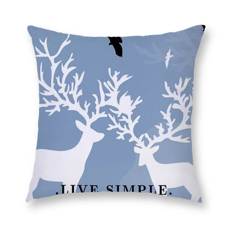 

Light Blue Color Elk Theme Pattern Pillowcase Car Home Sofa Throw Pillow Coverr Decorative 45*45cm Cushion Cover