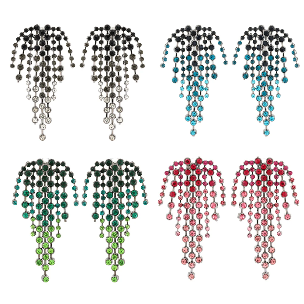 

Ztech Long Tassel Jewelry For Women Bauble bar Earrings 6 Colors Luxury Green/Pink Crystal Statement Bijoux femme Pendientes
