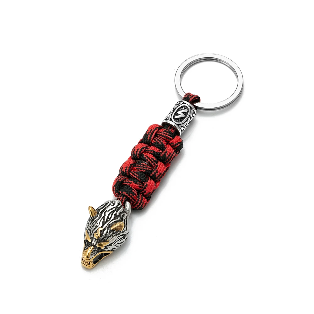 Мужской брелок с подвеской в виде головы волка из нержавеющей стали - купить по