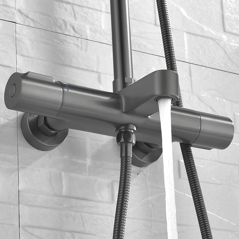 Shower Faucet Thermostat Control Chrome Set Rotatable with lifting Waterfall Rain System bathtub faucets | Обустройство дома