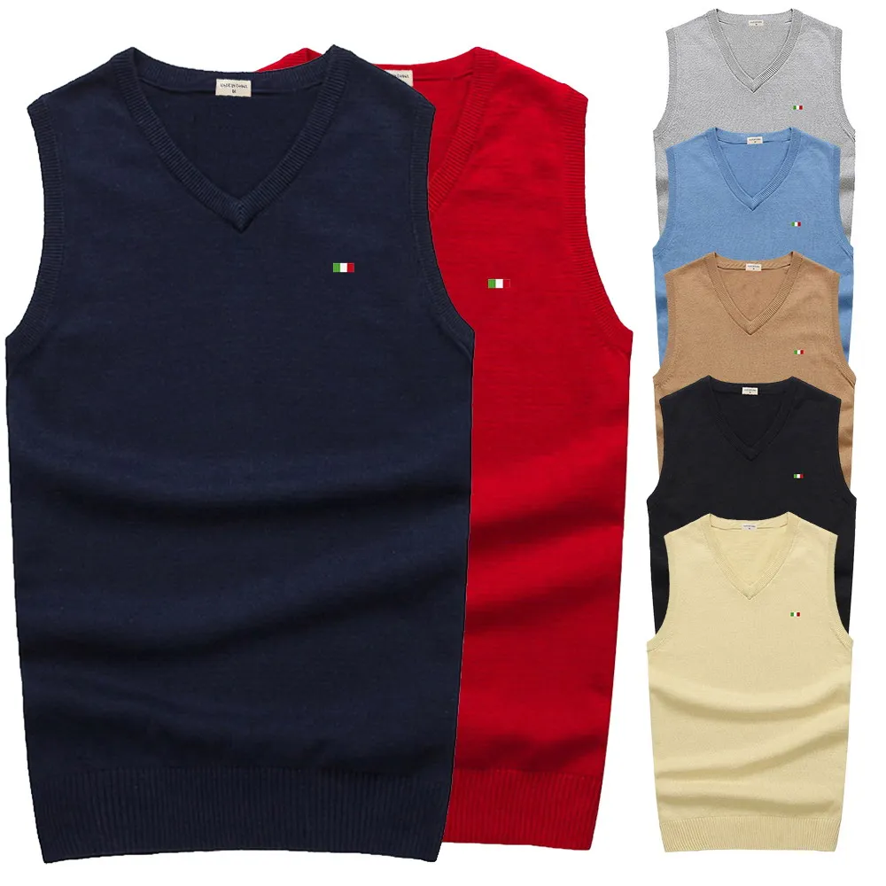 

Brand Sweater Vests Men Fashion Casual Solid Color V-Neck Pull Homme Spring Autumn Cotton Knitwear Pullover Clothing Jersey 8501