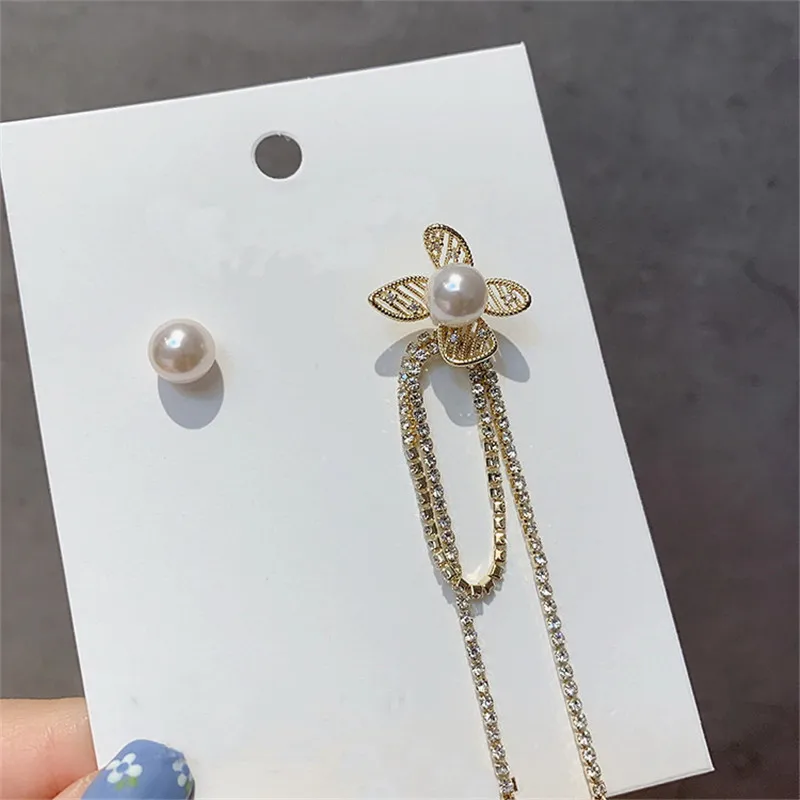 Корейские модные длинные серьги с кисточками в виде цветка ювелирные изделия для