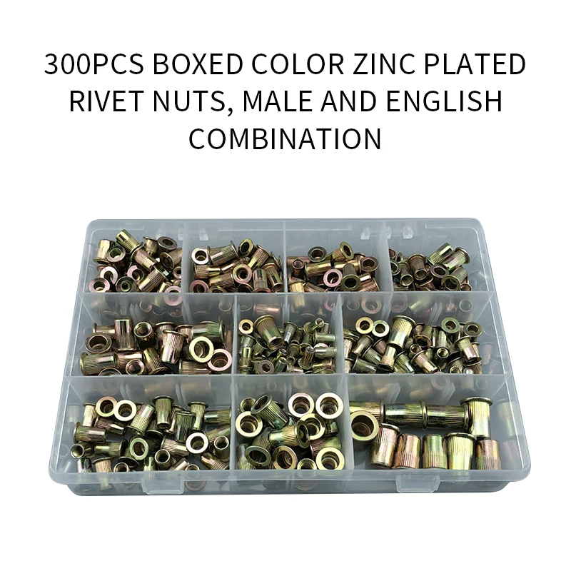 

Tuercas de remache chapadas en Zinc tuercas de acero al carbono, 300 Uds.