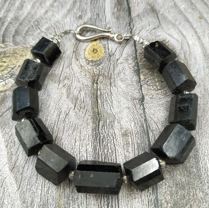 Застежка разделитель браслета из черного турмалина пирита YA4012 | Украшения и