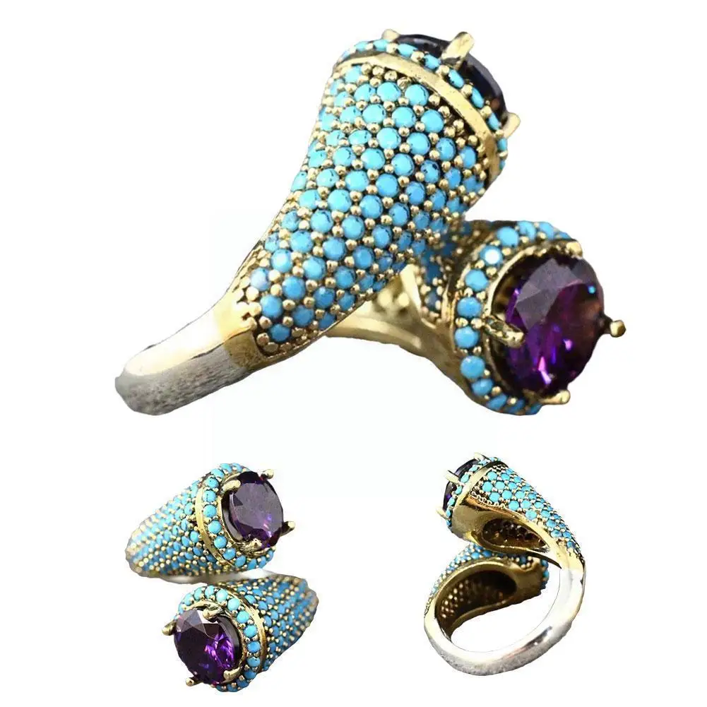 

2020 Fashion Horn Crystal Zircon Ring Adjustable Opening Bohmian Style For Women Party Jewelry Christmas Gifts Horn Zircon I8j3