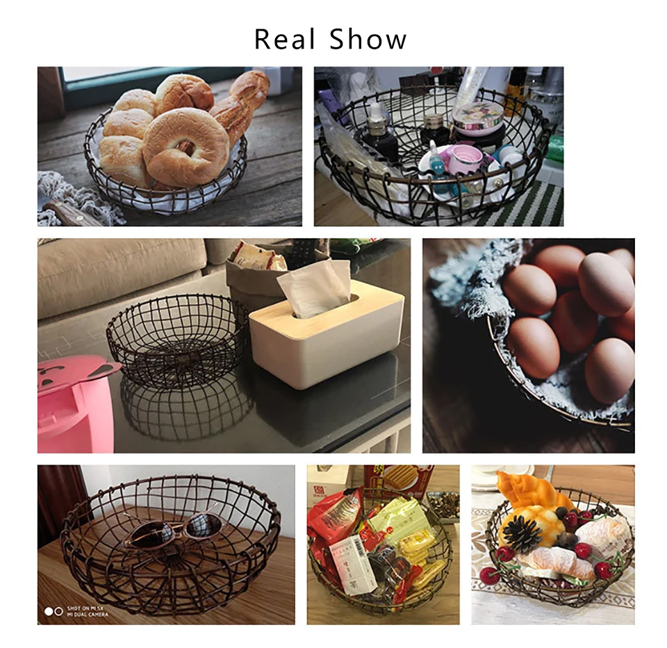 Металлическая медная корзина для хранения в стиле ретро настольный органайзер