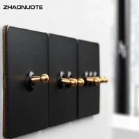 retro wall toggle switch 1 4 gang 2 way knurled copper lever black stainless steel panel wall light switch eu socket