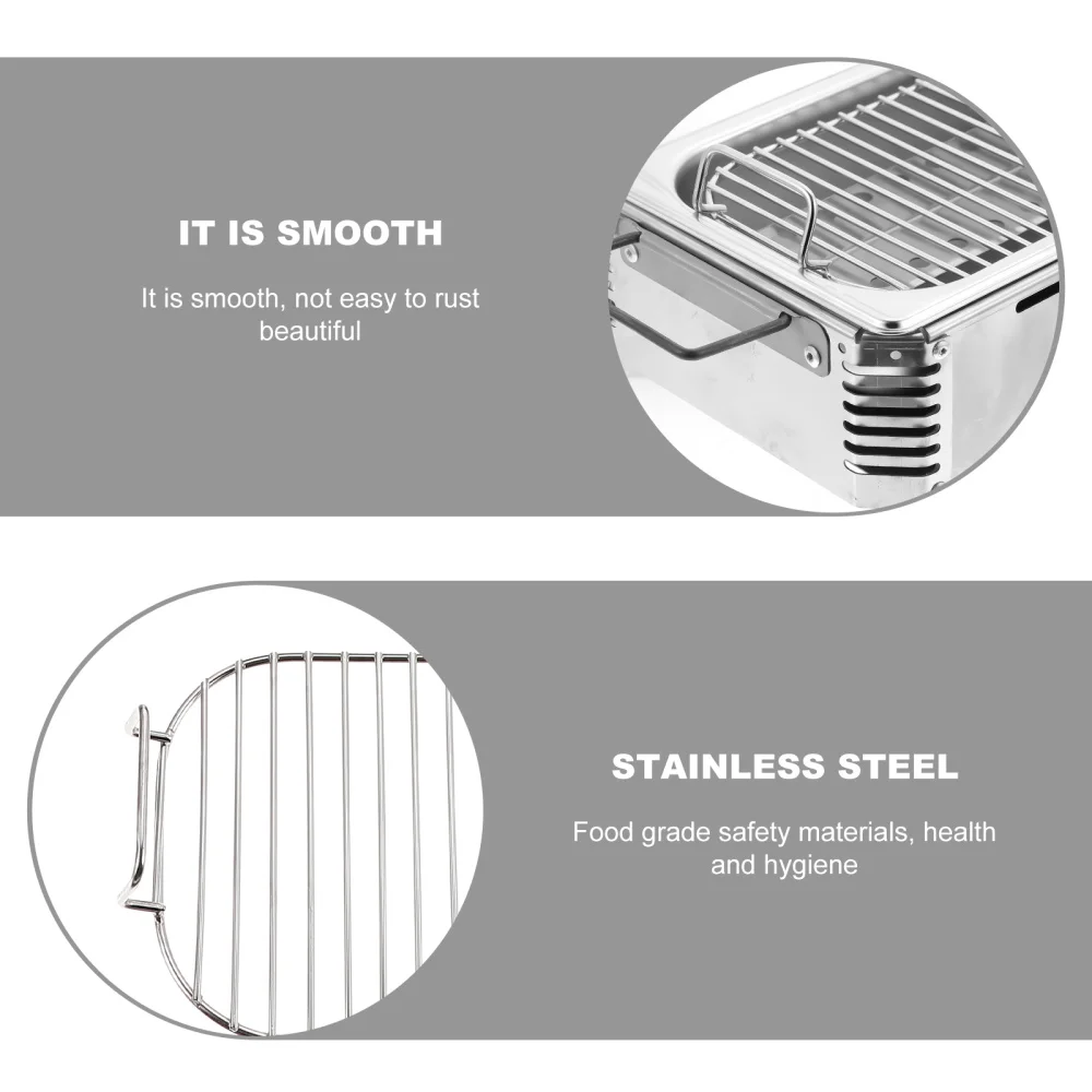 

1Pc Outdoor Home Barbecue Grill Commercial Stainless Steel BBQ Grill (Silver)
