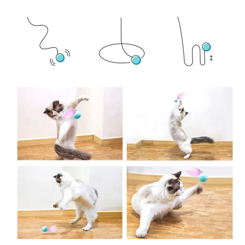 

1Pc Interactive Cat Feather Toy Feather Teaser Stick Wand Pet Retractable Colorful Feather Catcher Product for Kitten*