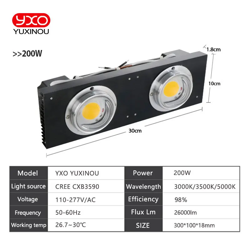 100 Вт 200 Вт CREE CXB3590 COB светодиодный светильник для выращивания 120 Вт LM301B Квантовая доска светодиодный светильник для выращивания комнатных тентов теплиц гидропоники