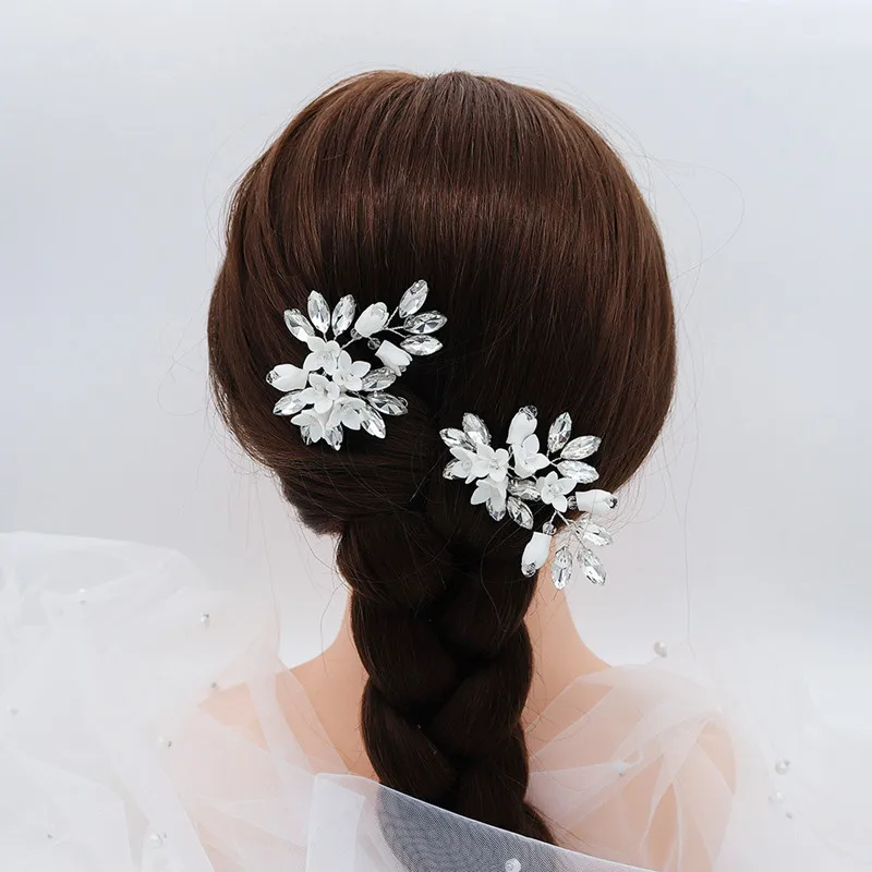 Керамическая заколка для волос с кристаллами и жемчугом|Украшения волос| |