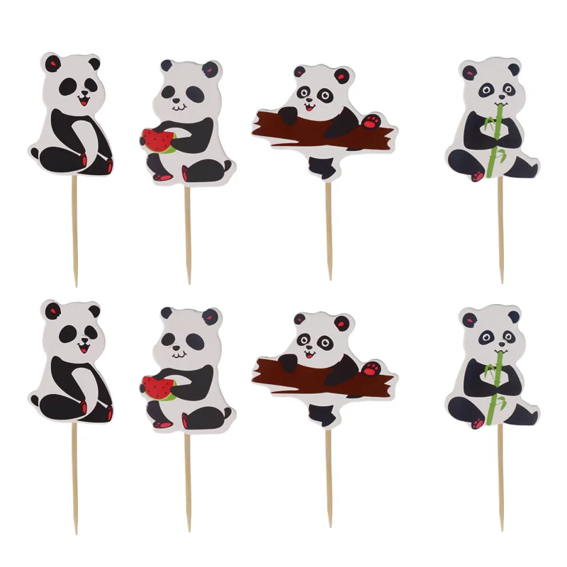 

24Pcs panda Theme cupcake topper birthday supplies wedding decorations baby shower party favors for kids Cake Decorating Tools