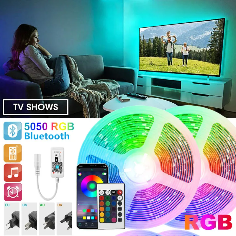 LED Strip Light WIFI Bluetooth 24keys Control Custom Neon RGB 5050 Strip Tape TV BackLight PC Cabinet for Room Ambient Light