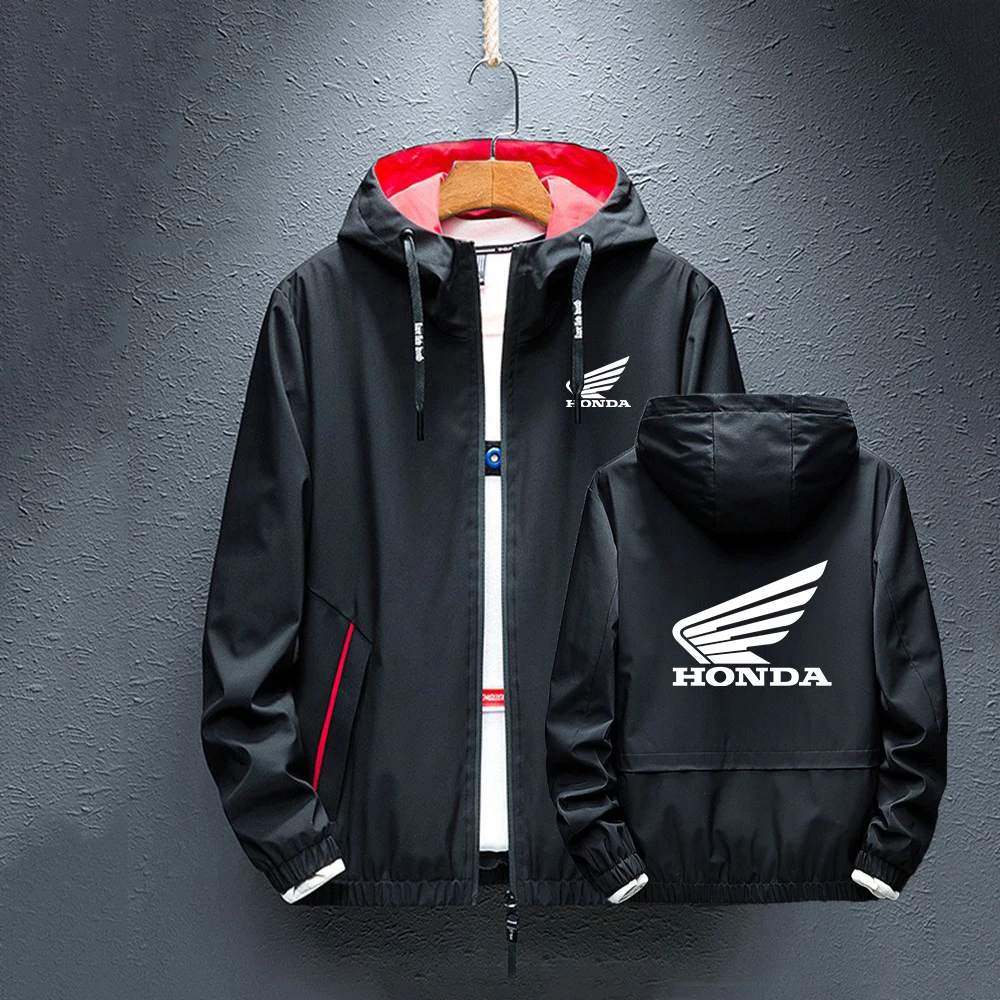 

020 Autumn Man's New Honda Car Logo Fashion Jackets Zipper Hoodies Splice Windbreaker rainproof Coats Casual Tops