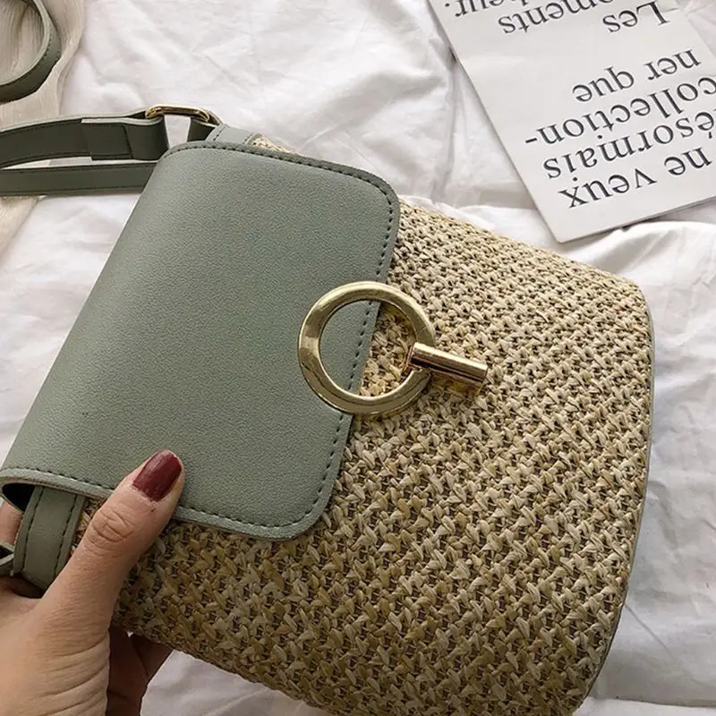 

Women Ladies Crossbody Straw Bucket Shoulder Bag Tote Purse Handbag Messenger Satchel
