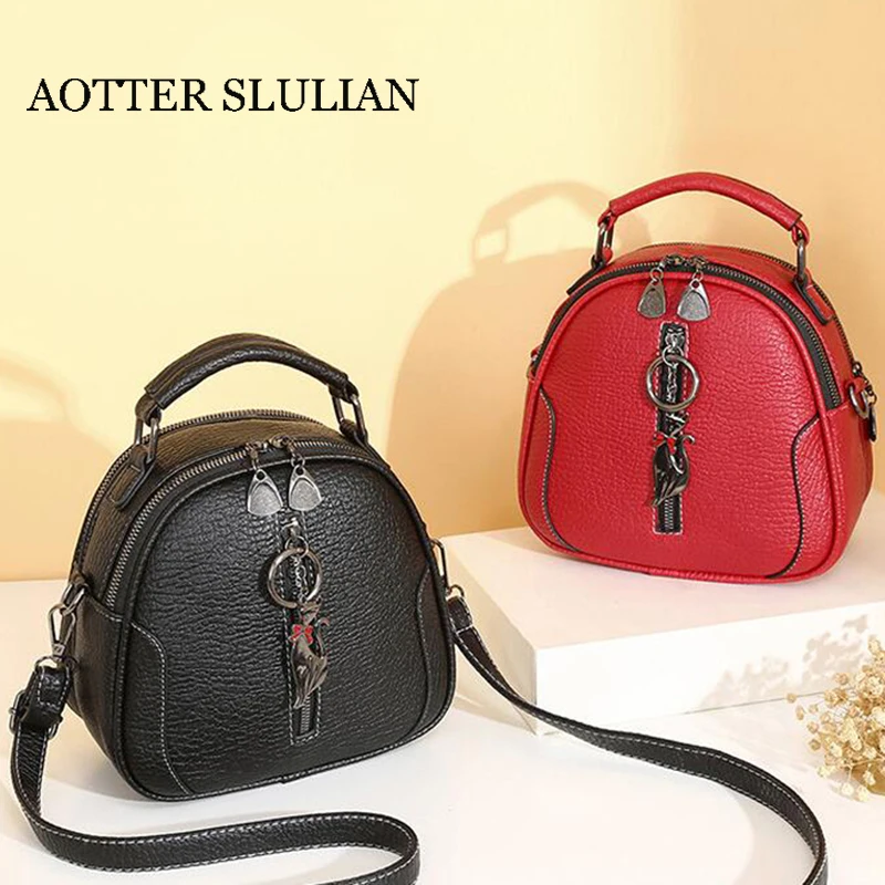 

Vintage Soft Leather Shoulder Bags Women Large Capacity Handbag Round Small Bag Shoulder Bags Lady Tote Tassel Purses Sac A Main