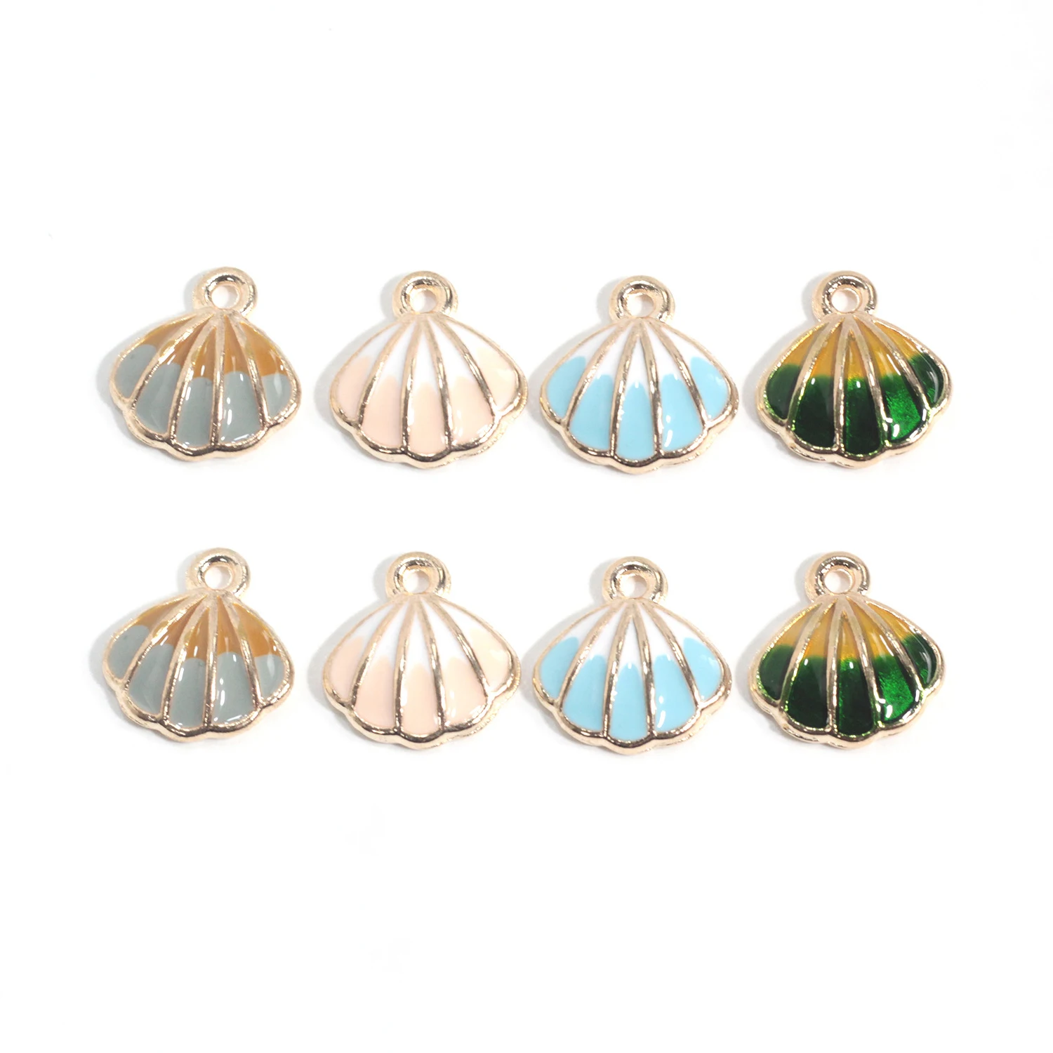 

Cute 10pcs/lot Enamel Metal Sea Shell Charms Pendants Neacklace DIY Earrings Handmade Girl Ocean Charm Jewelry Making