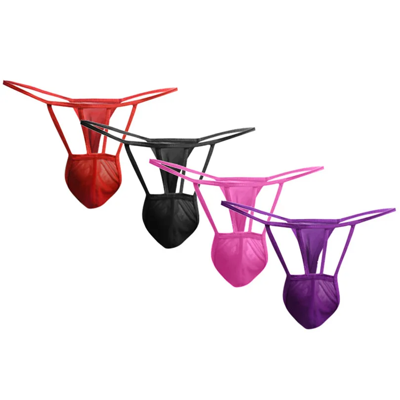 Мужские прозрачные сетчатые трусики нижнее белье 4 шт./упаковка без бретелей #3D31|G-стринги и танга| |