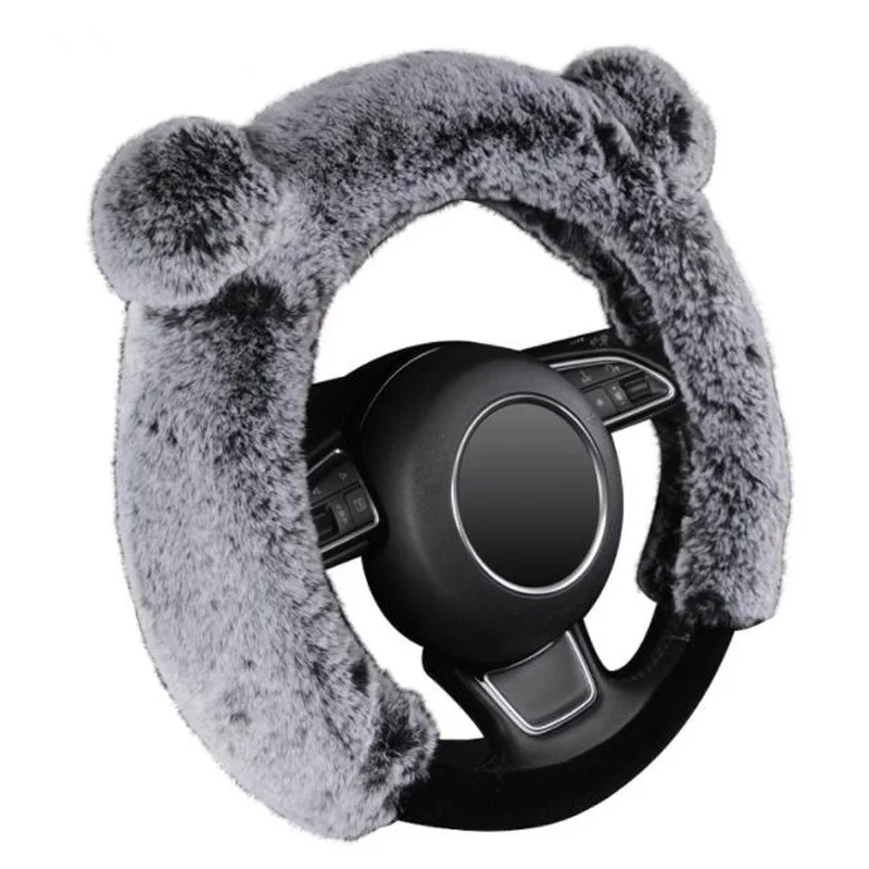 

Winter Steering Wheel Cover Plush Fur Cute Warm Long Wool Plush Car Steering Wheel Covers Universal 37-38 cm/15inch