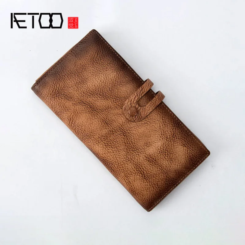 AETOO Мужской винтажный кошелек ручной работы кожаная сумка мужской кожаный