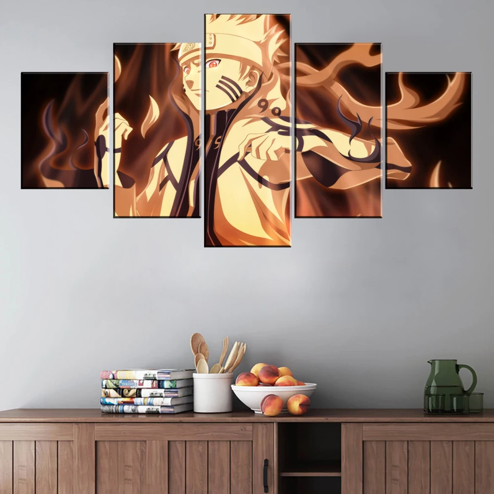 5 Pieces HD Print Painting Anime Naruto six way mode Modular For Modern Decorative Bedroom Living Room Home Wall Art Decor | Дом и сад