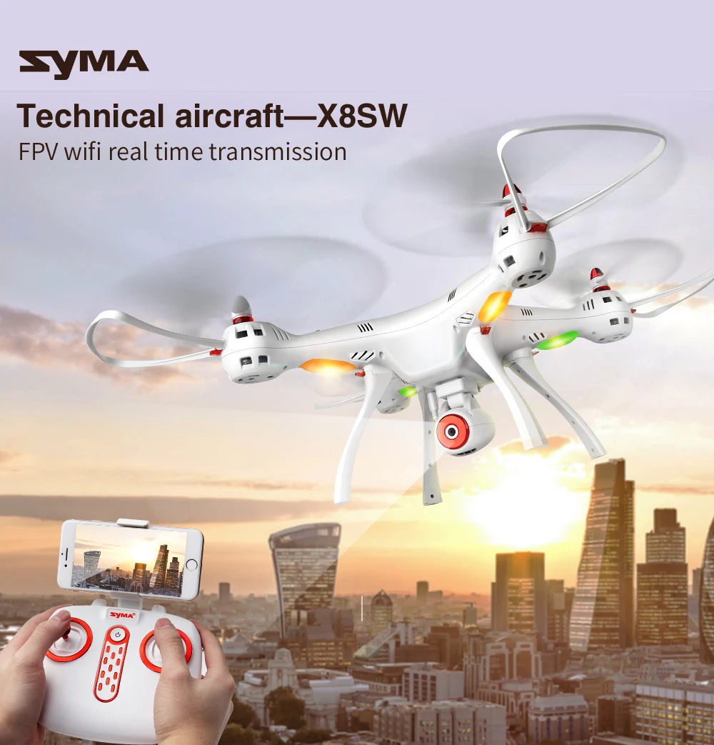 SYMA X8SW 2 4G Wi-Fi FPV передача в режиме реального времени 4CH 6-осевой удержание высоты RC