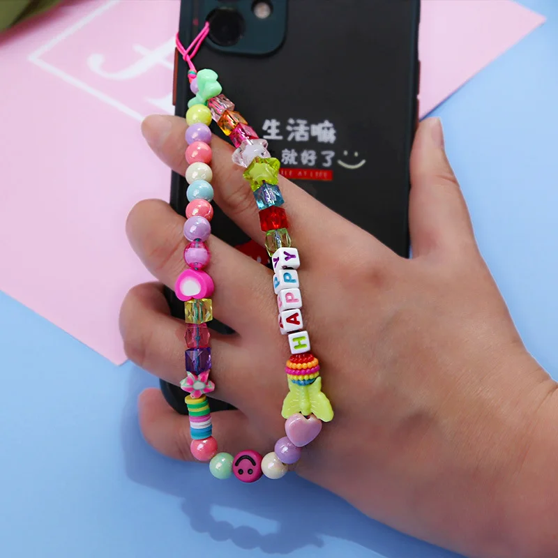 

Bohimia Handmade Wrist Chain For Phone Holder Summer Beach Phone Chains Cute Fruit Strap Women Colorful Polymer Clay Lanyard