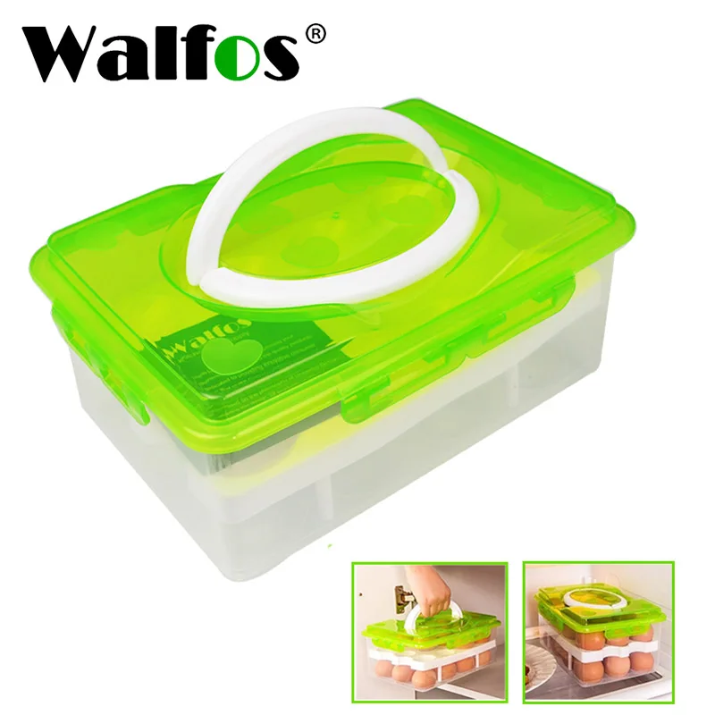

Полка-держатель для яиц WALFOS, 24 яичницы, контейнер для еды, органайзер, удобные коробки для хранения, двухслойная прочная корзина
