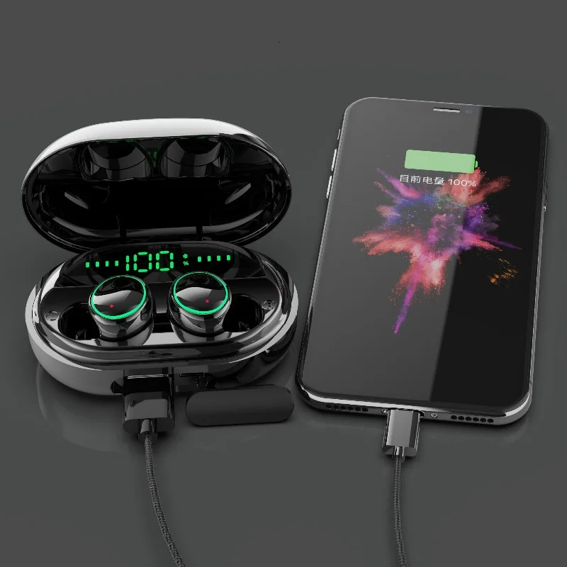 LEORY C5S TWS bluetooth 5 0 наушники беспроводные 3500 мАч Внешний аккумулятор гарнитура Smart