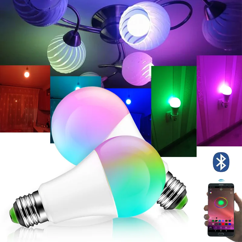 

E27 Смарт Управление лампа Led RGB светильник с регулируемой яркостью 5W 10W 15W Светодиодная лампа RGBW Красочные Изменение светодиодные лампы лампа...