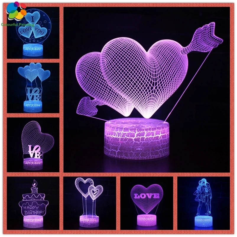 Пульт дистанционного управления любовь сердце подарок 3D свет светодиодный
