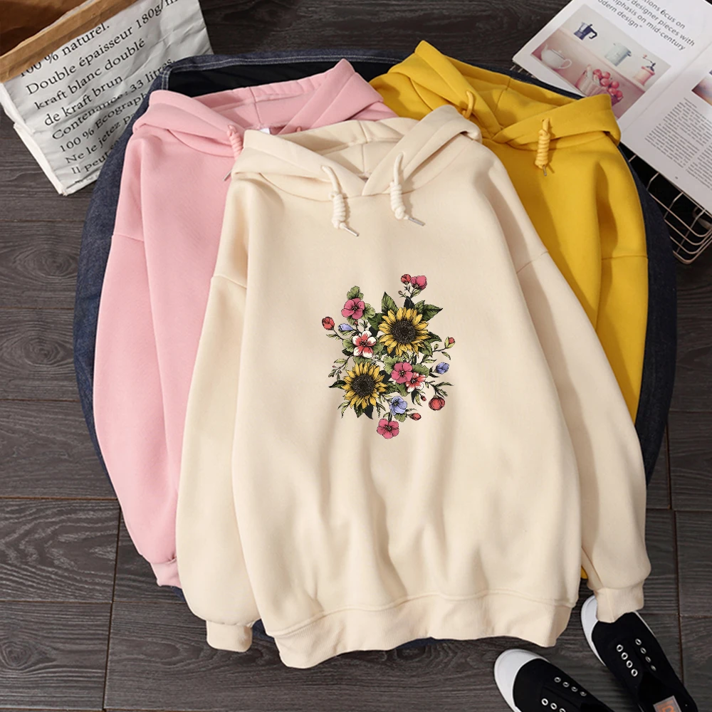 

Hoodies Harajuku Sweatshirt for Women Sunflower Streetwear Print Women Spring Hoodie Female Itself Fashion Clothes Kawaii Korean