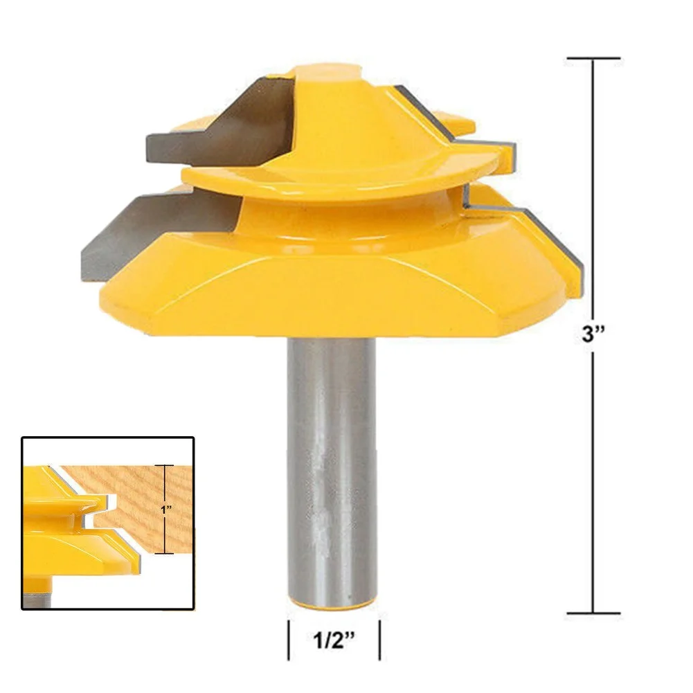 

Hot Sale Router Bit 1/2'' 45 Degree Up To 1" Stock Lock Router Bit Kit Cricut Wood Milling Cutter Woodworking Tools