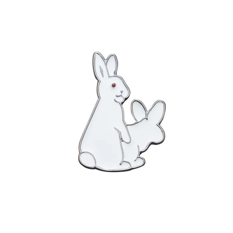 Милый белый кролик брошь мультфильм животное эмаль металлическая пряжка булавка