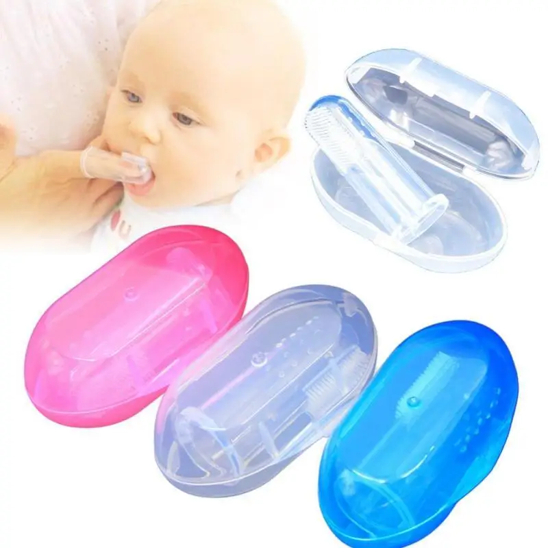 Cepillo de dientes de silicona suave para beb&eacute;, con caja, cepillo de dientes, limpieza infantil, limpieza de goma, masaje para beb&eacute;, cuidado bucal-1
