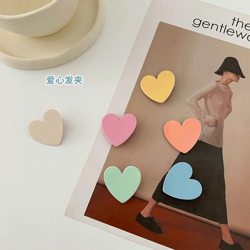 

2021 new Sweet Candy Colors Love Heart Hair Clip Hairpins For Women Girls Hair Clips Kids Lovely Barrette Hair Accessories