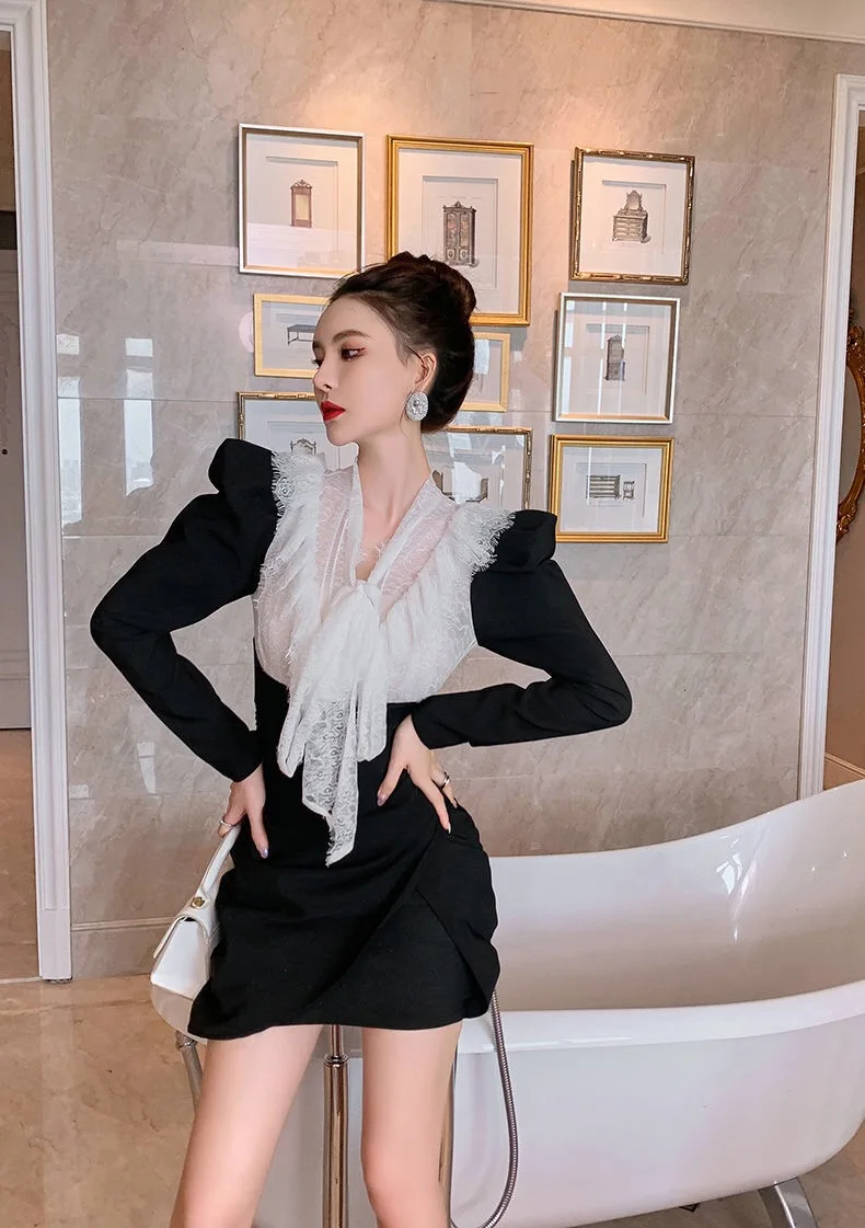 Дизайнерское Элегантное Черное мини-платье ZALady на шнуровке для женщин