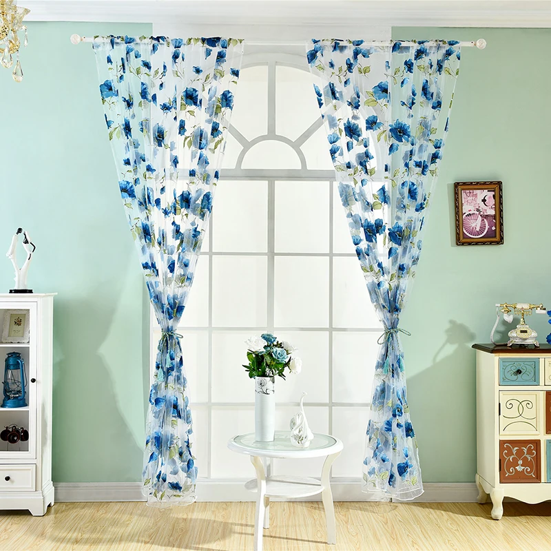 

Voile Curtain Home Decoration Window Treatments Window Gauze 100x200cm Drapes Tulle Flowers Curtains Modern Sheer Curtains