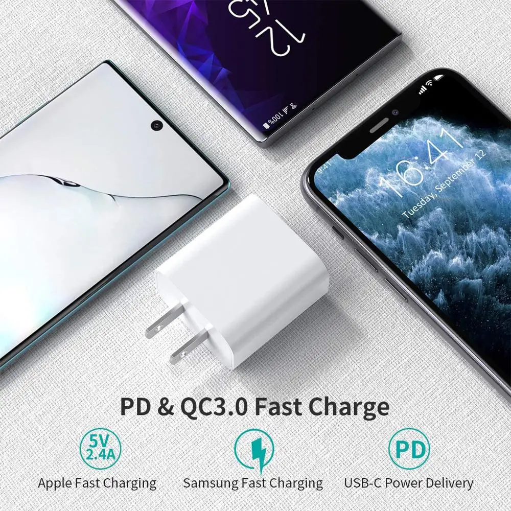 Зарядное устройство USB C быстрое зарядное PD 20 Вт для iPhone 12/12 Pro Max/12 Mini