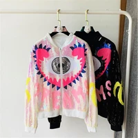 women runway fashion sequins stage dance costumes clothes short coat lady print letters sport baseball jacket coats