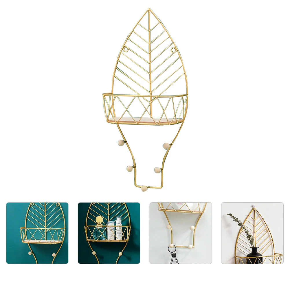 

1Pc Decorative Storage Rack Durable Wall-mounted Basket Home Ornament (Gold)