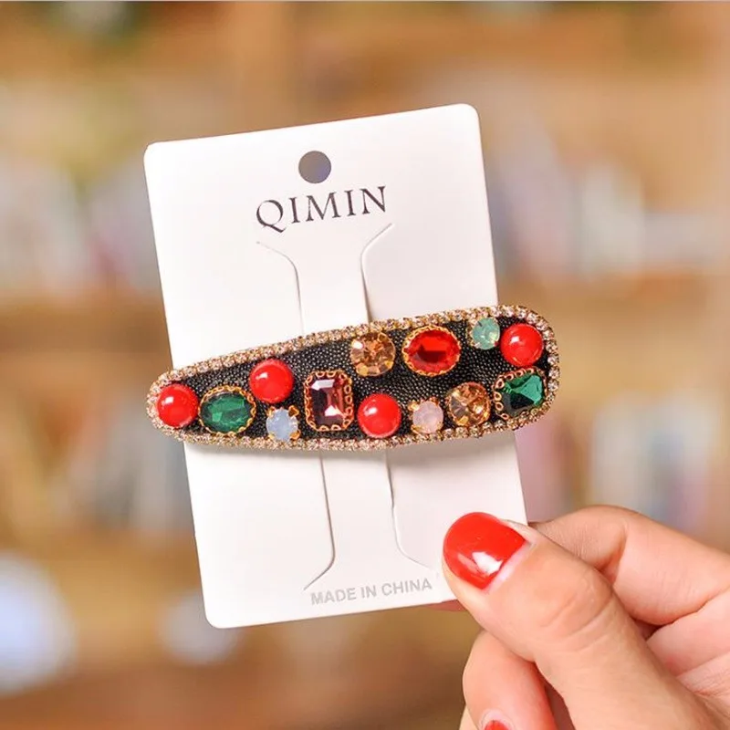 Retro Korea Shiny Crystal Hairpins Women Geometric Waterdrop Colorful Rhinestones Girls Hair Accessories New Arrivals DropShiper |